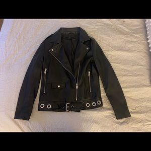 Vegan leather jacket with silver accents